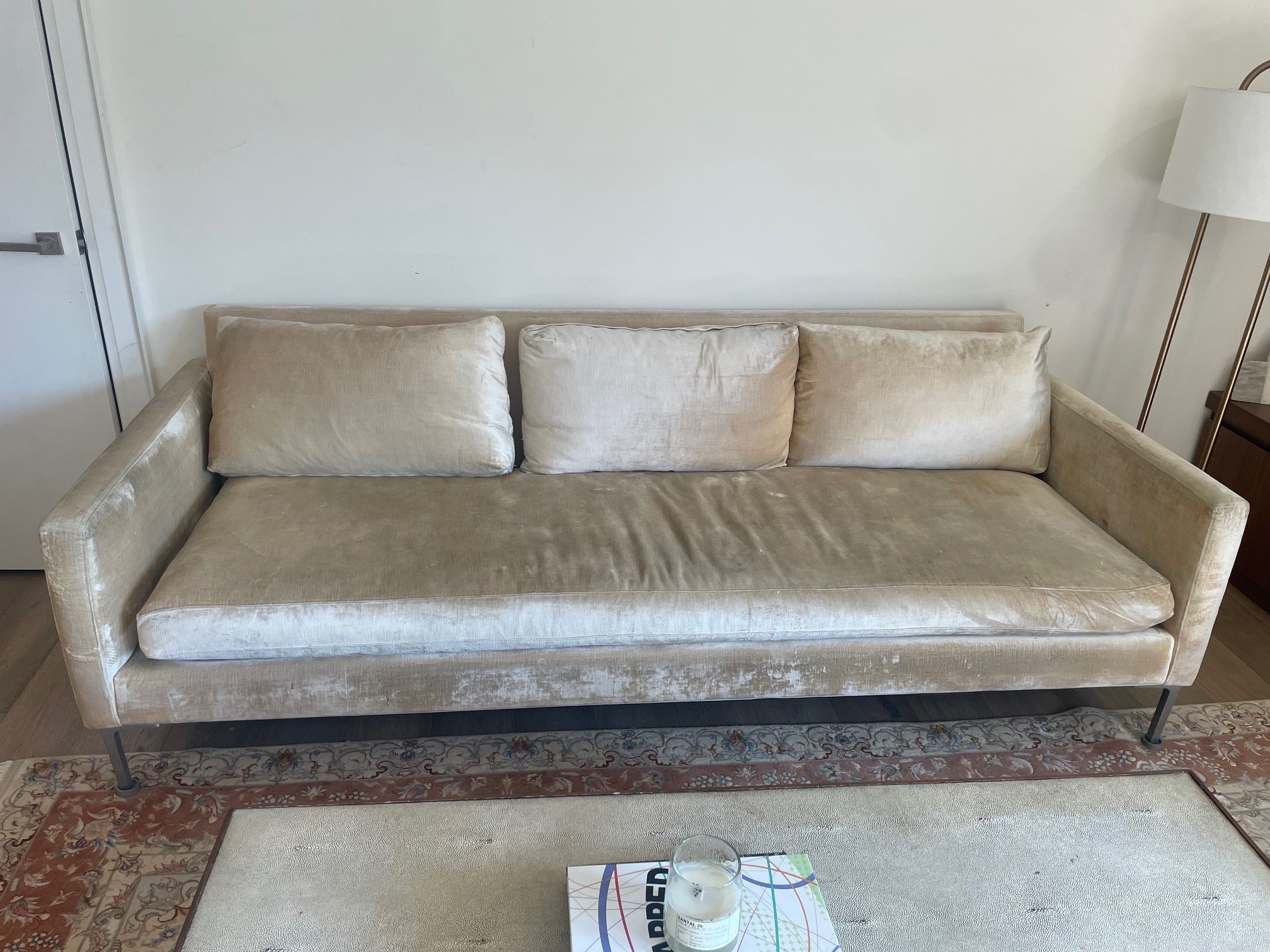 Designer Cream Velvet Couch – ABC Carpet & Home, NYC - photo 3