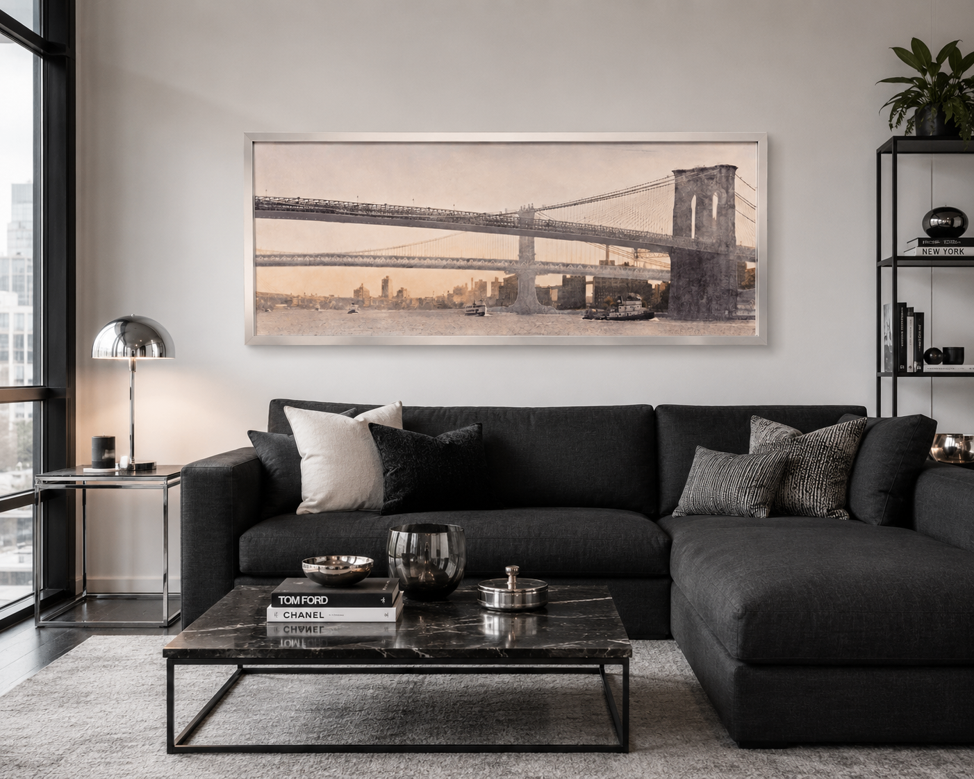 Large Framed New York City Bridge Wall Art - photo 2