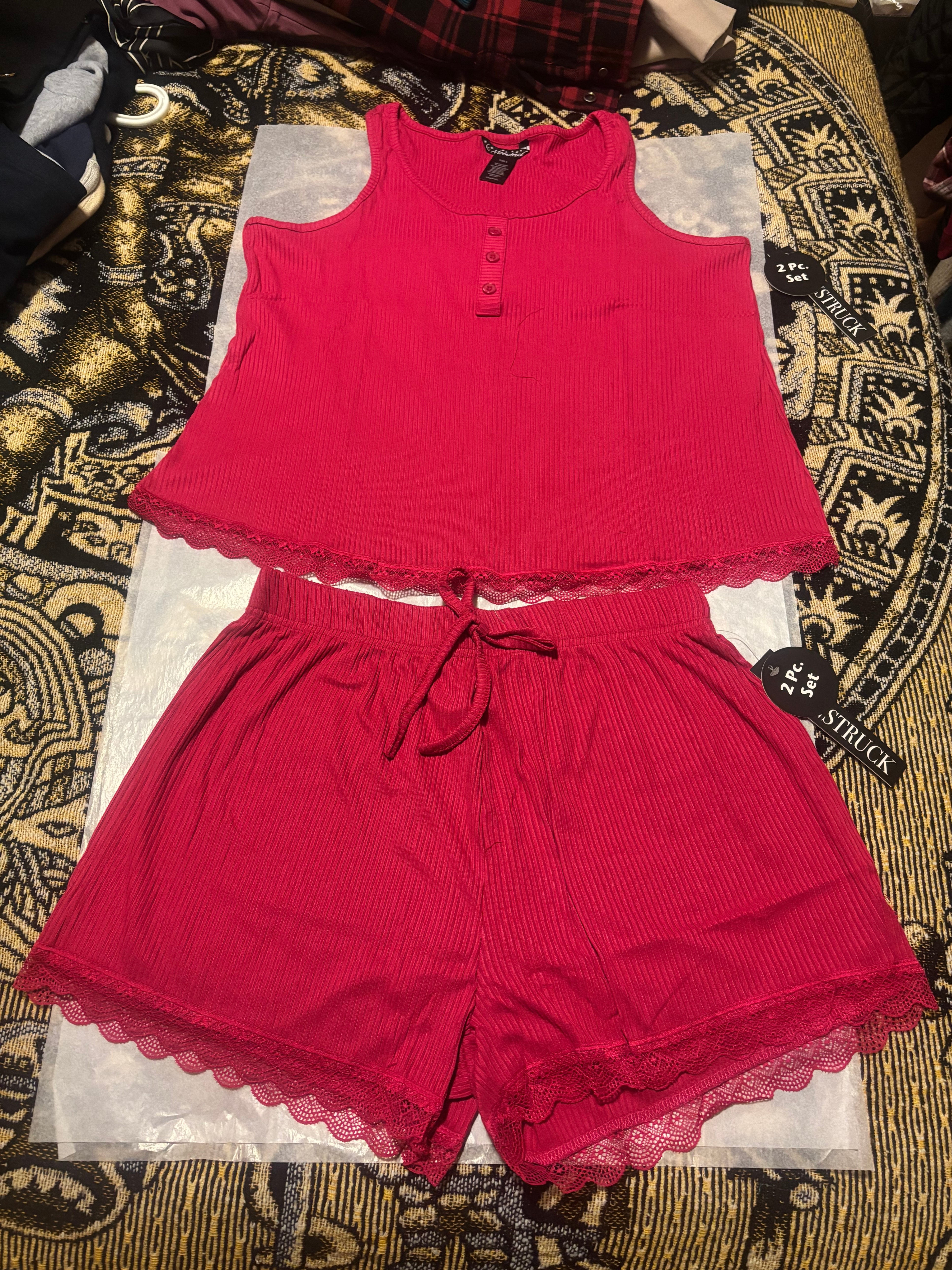 FashionNova-Dream Come True Ribbed Tank PJ Short Set-Large - photo 2