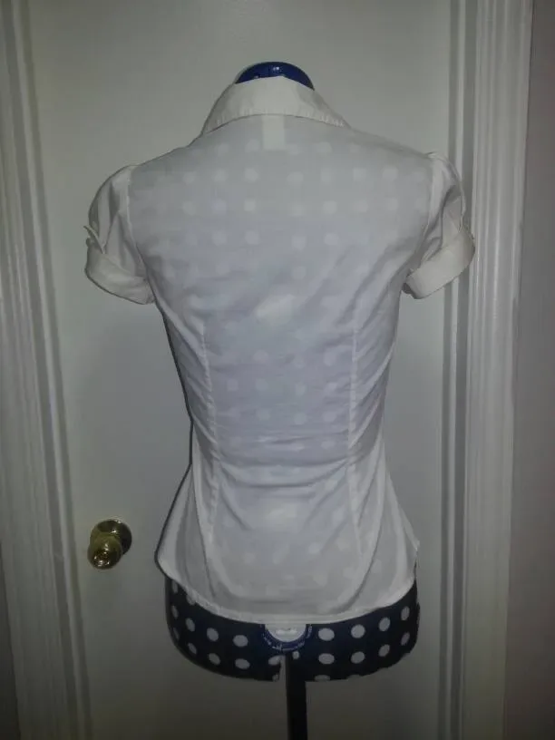 Short Sleeved White Button Up Shirt - H&M (Size 4, Fits Small) - photo 3