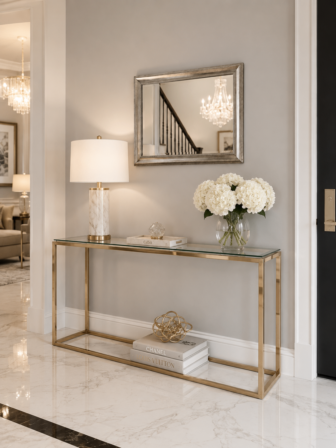 Silver Beaded Frame Mirror for Entryway/Vanity (34¼" x 28")