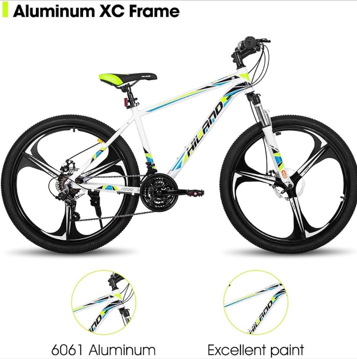 HILAND 26'' Mountain Bike 3-Spokes 21-Speeds Drivetrain Disc-Bra - photo 4