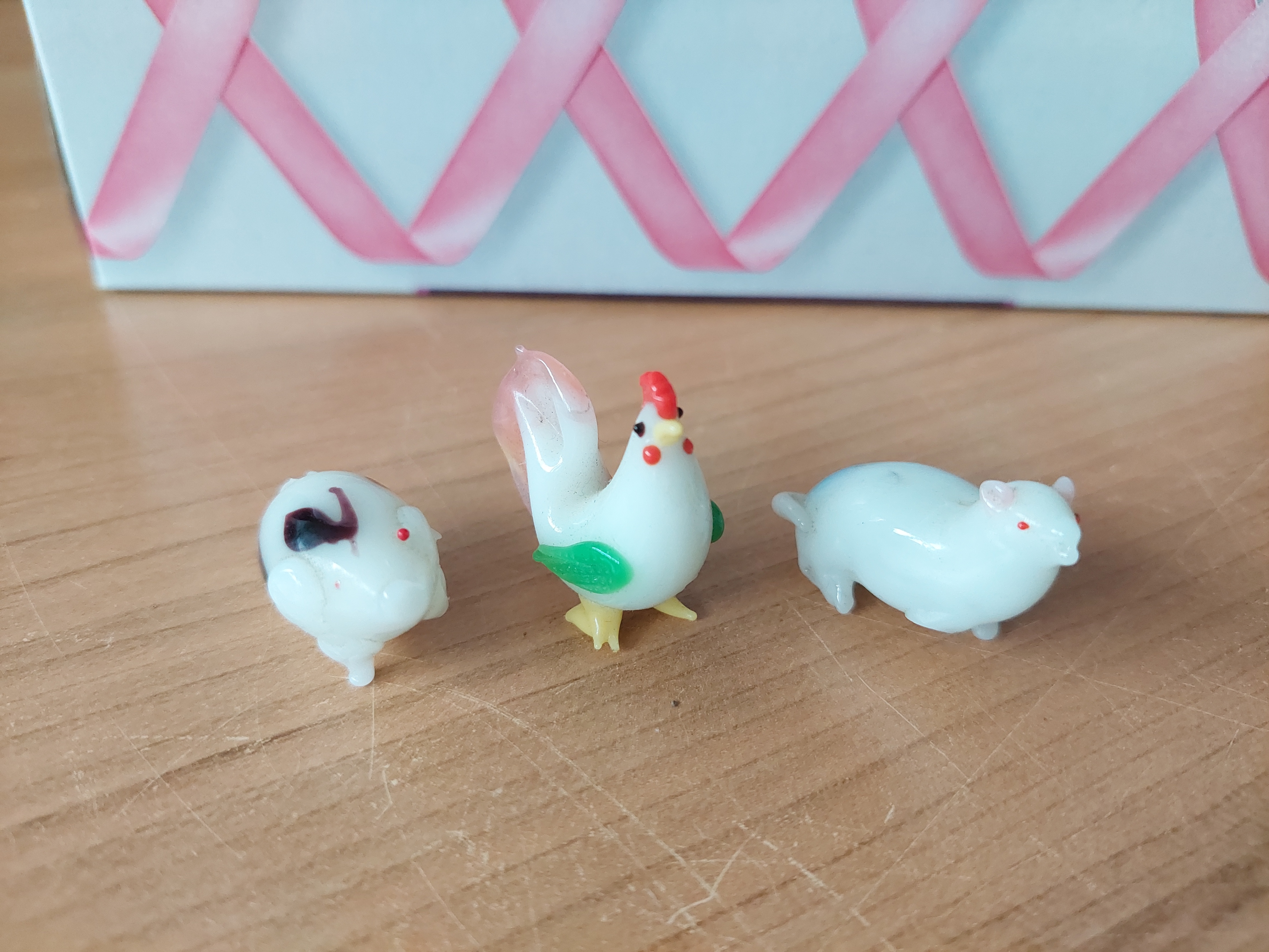 Vintage Glass Pig Rooster Rat Miniature Animal Figurines - photo 3