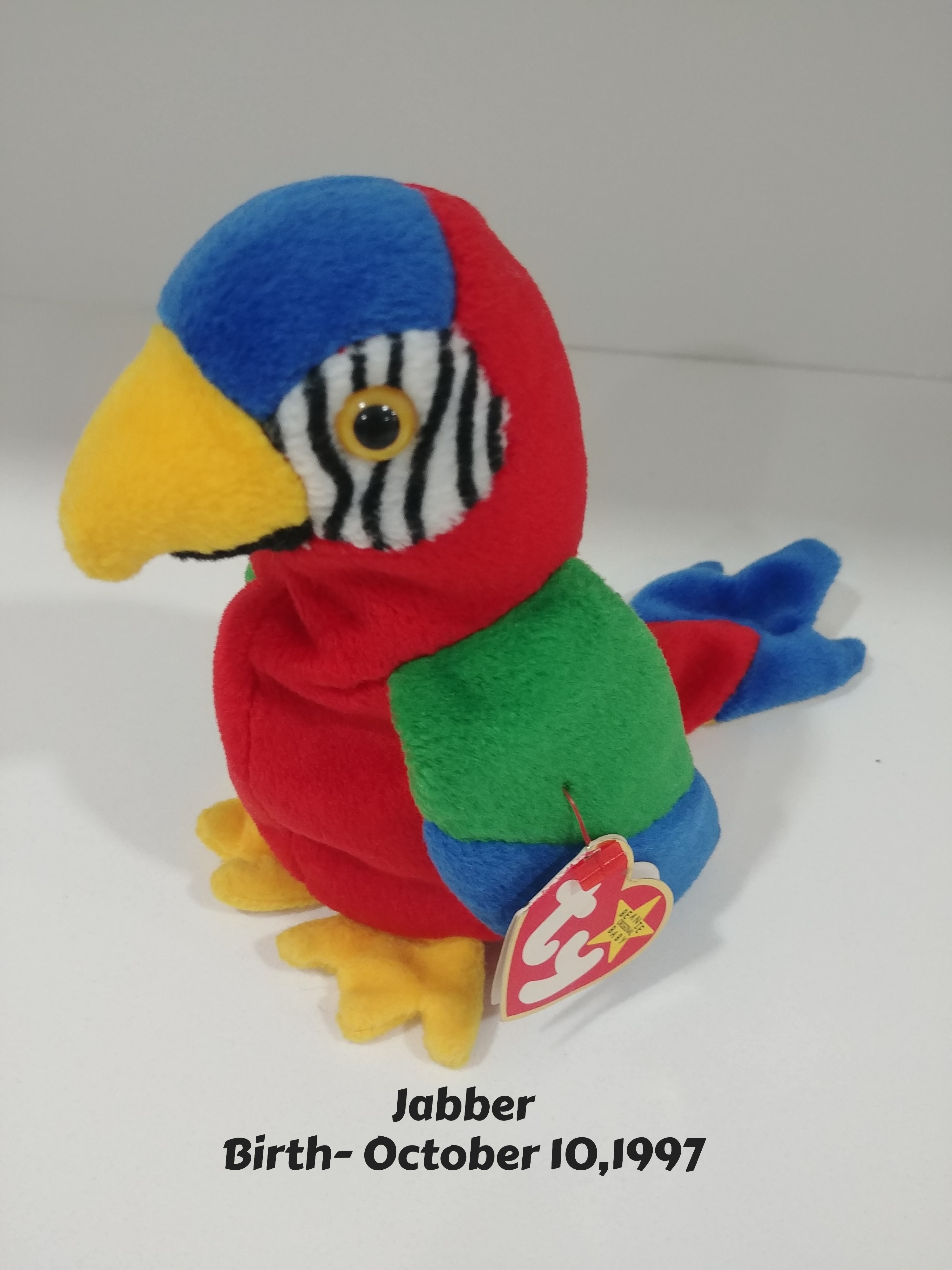 Ty Beany Baby Jabber With Birth Tag, Like New,