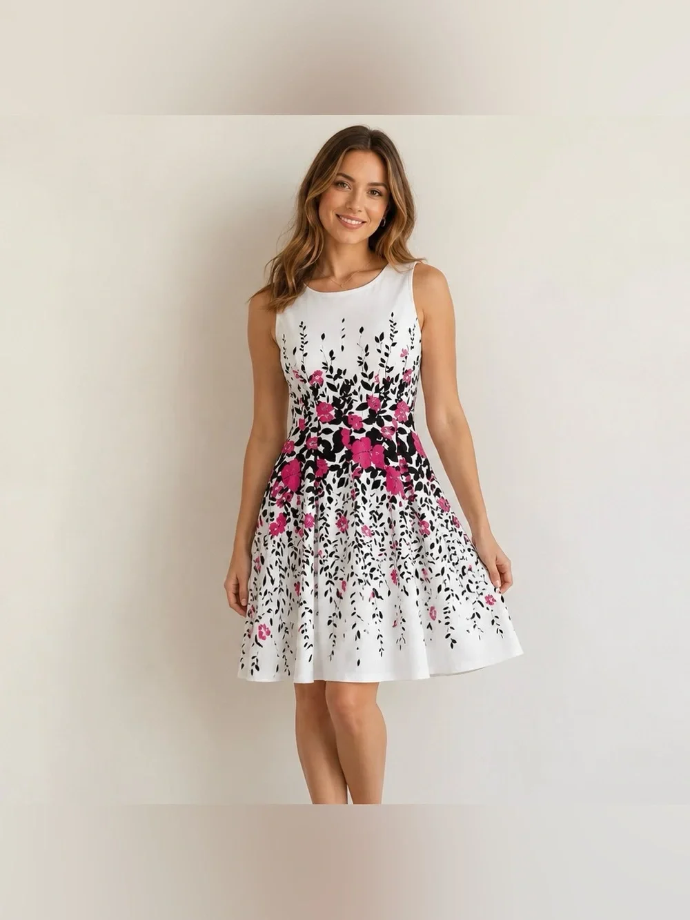 Rickis Floral Sleeveless Fit Flare Dress Cutout at Back Size 4
