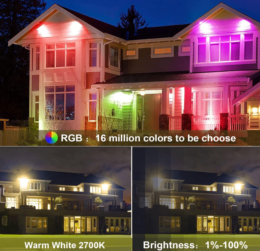 BRAND NEW IN BOX: 2-Pack 30W RGBW Smart Outdoor LED Flood Lights - photo 2