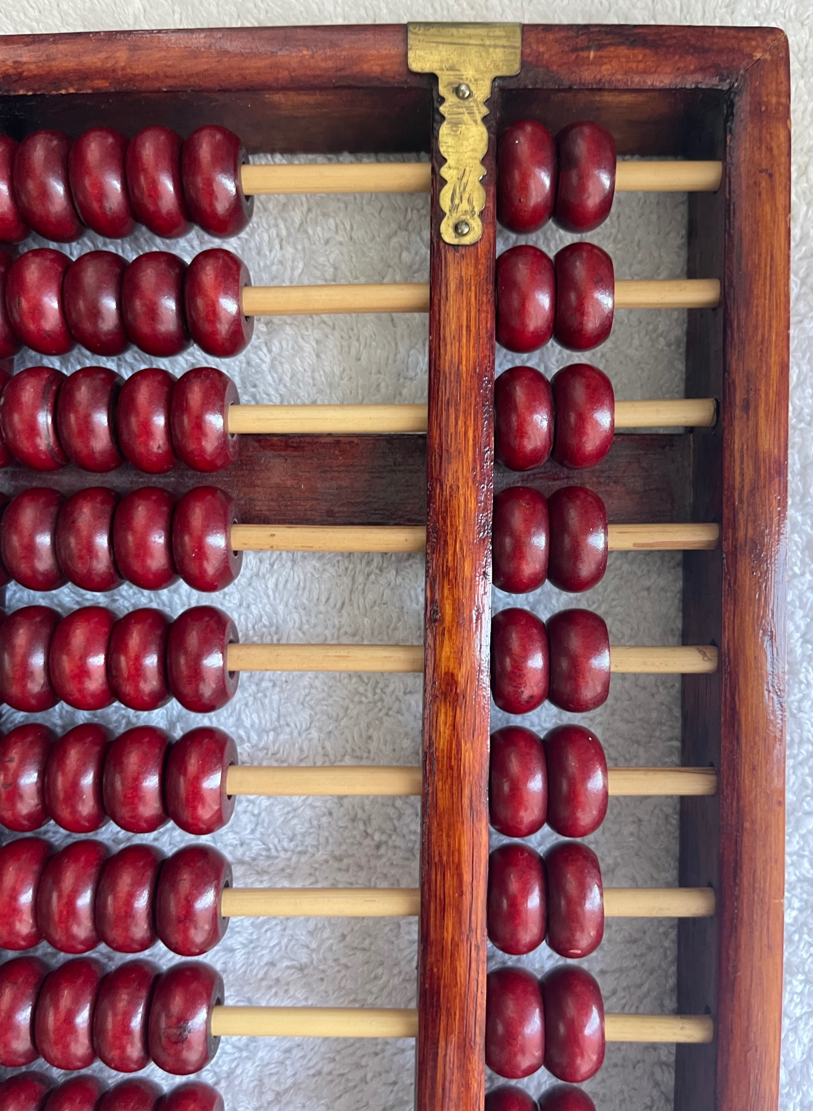 Vintage Mid-Century Brass & Hardwood Soroban Abacus 11.5" - photo 4