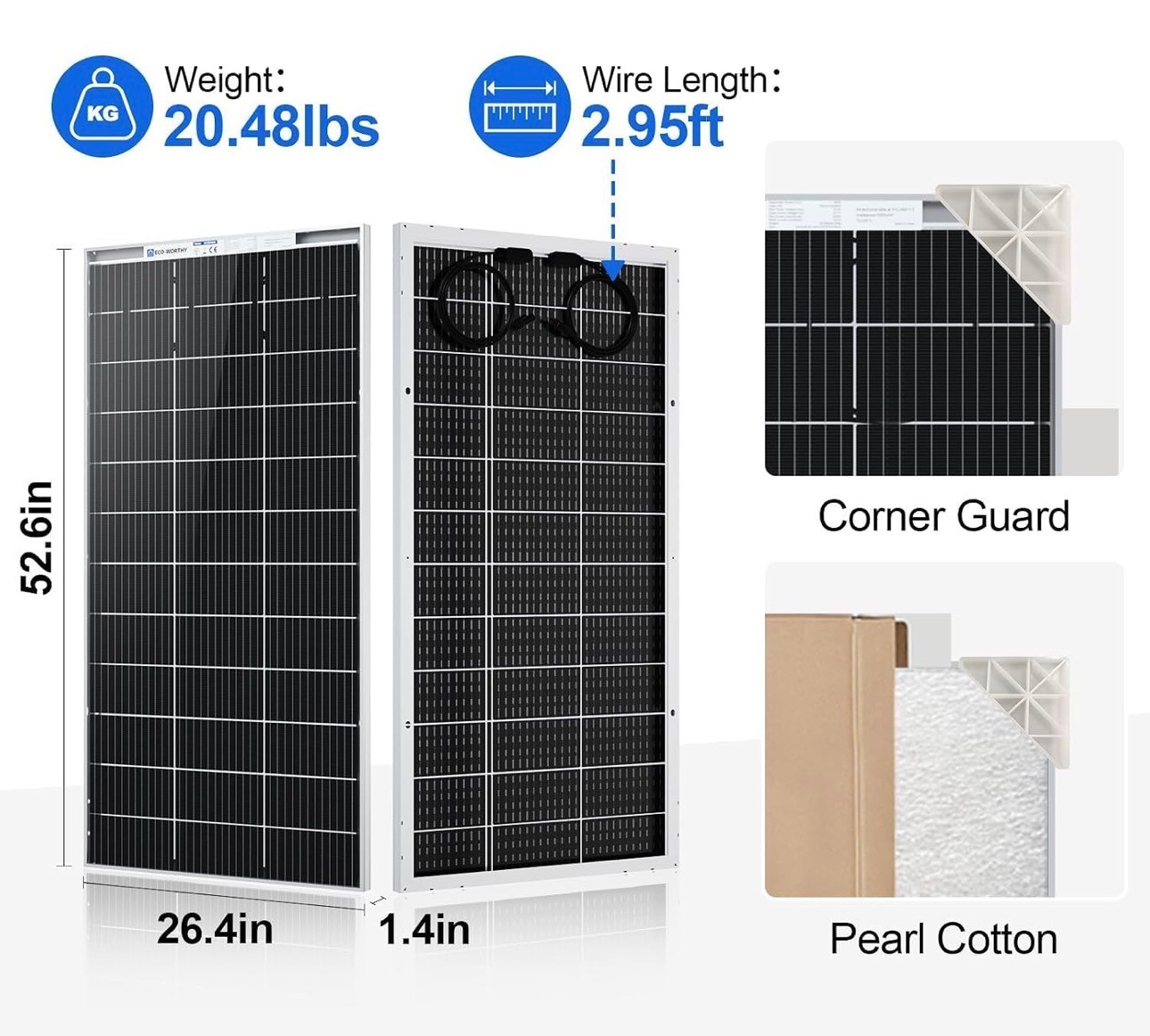 ECO-WORTHY 400W Bifacial Solar Panels 12v Monocrystalline 12BB H - photo 2