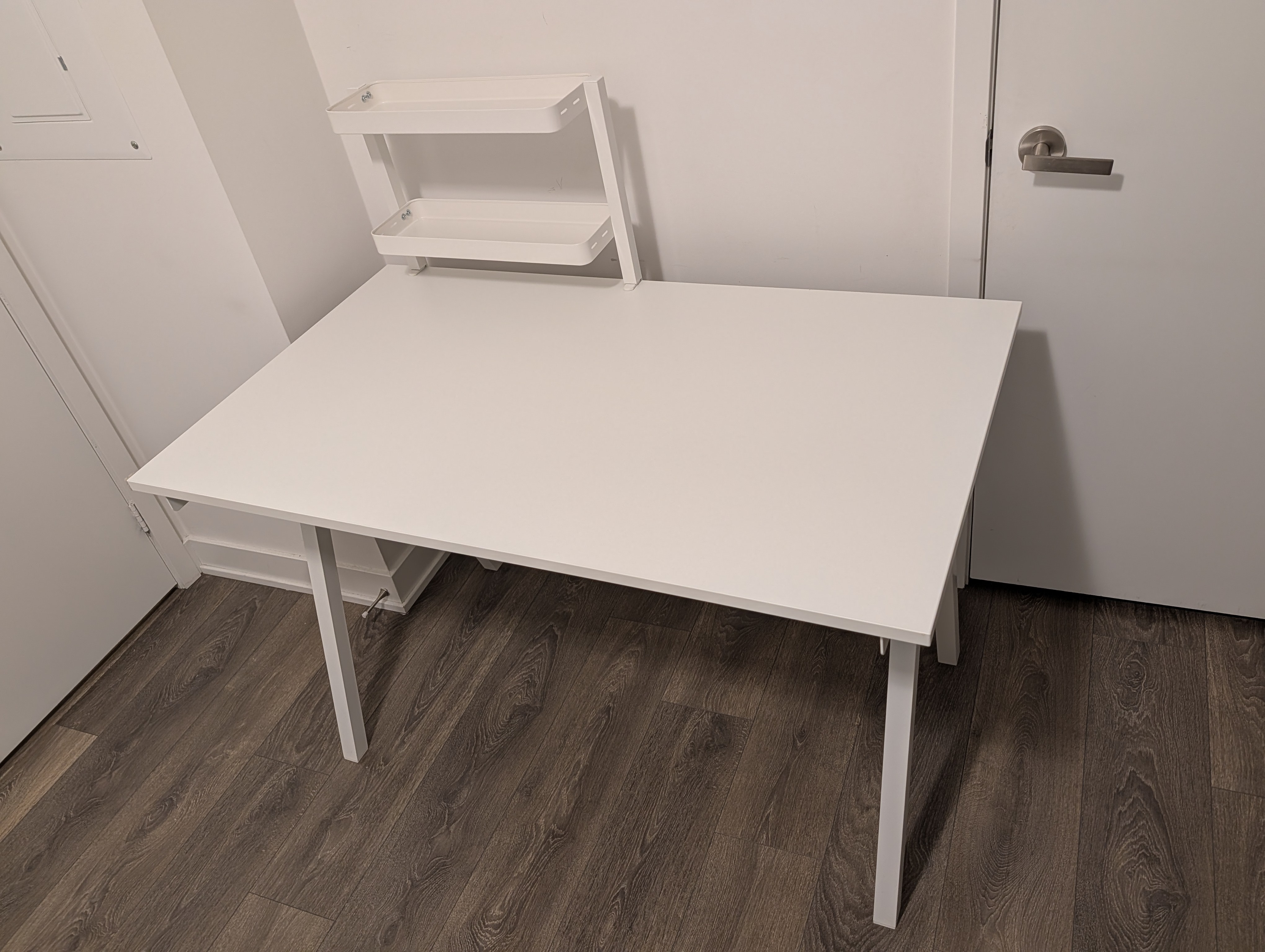 White Desk + 2-Tier Desktop Organizer Shelf