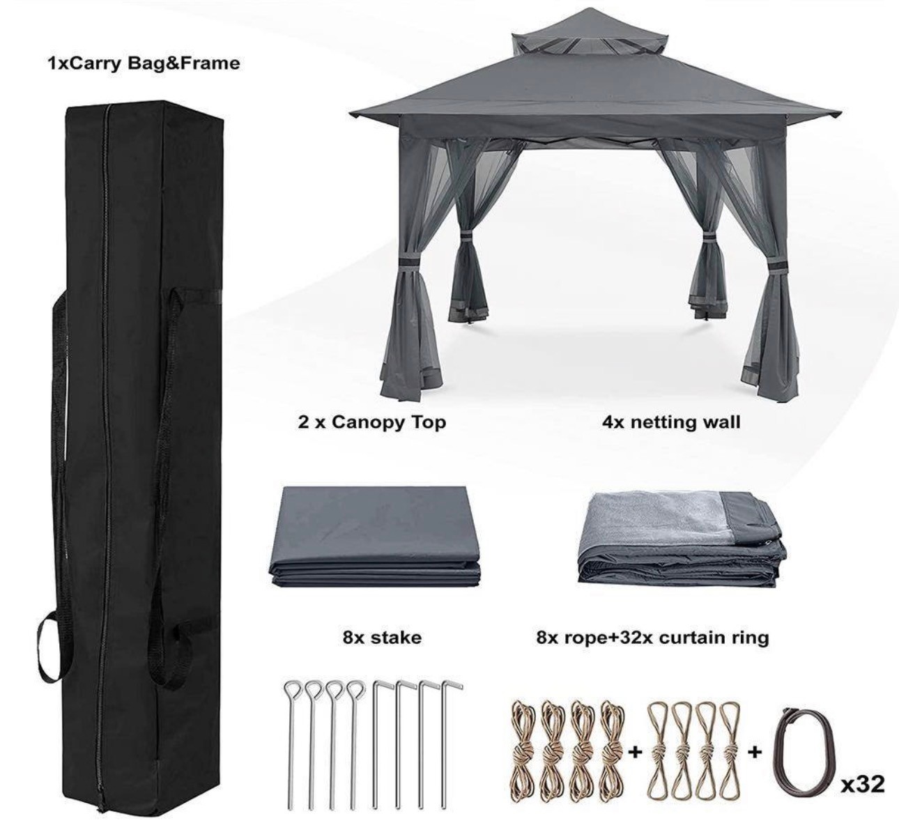 Pop Up Patio Gazebo 13x13" Mosquito Netting Tent Outdoor UV Pro - photo 4