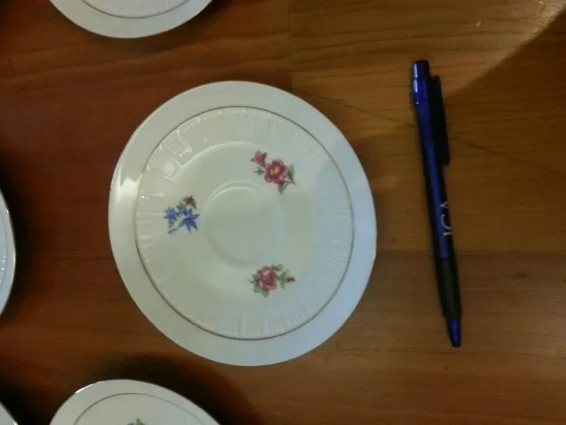 Pretty Gold-Rimmed Floral Pattern German "China" Plates (Set ... - photo 2