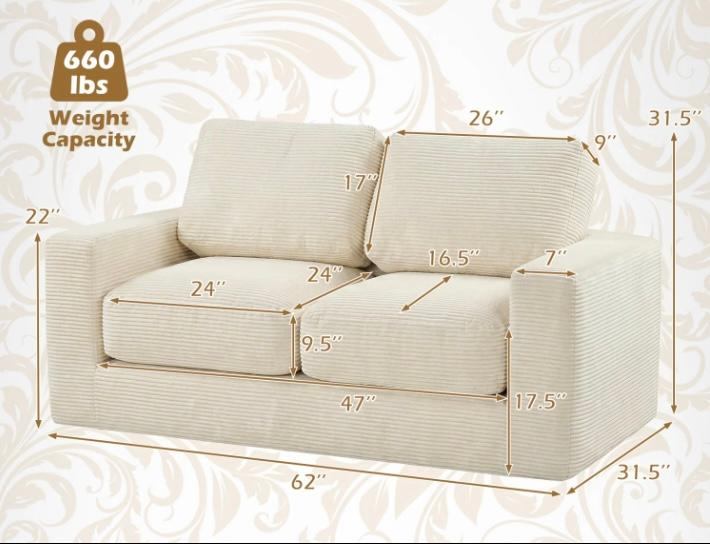 Foam Corduroy Loveseat *NEW* - photo 5