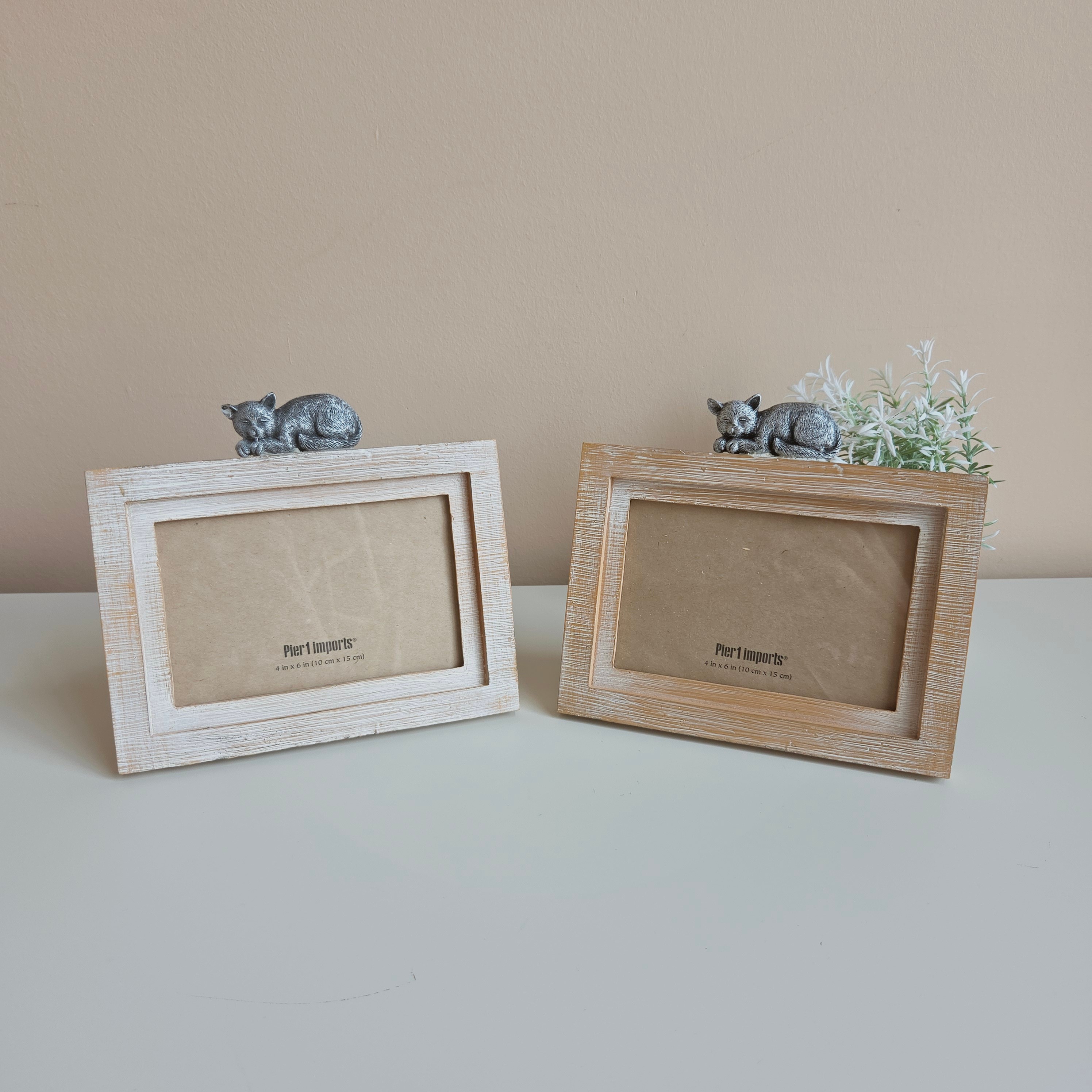 Cat Picture Frames - 2-Pack Wooden 4x6 Frames - Like New! 🐱