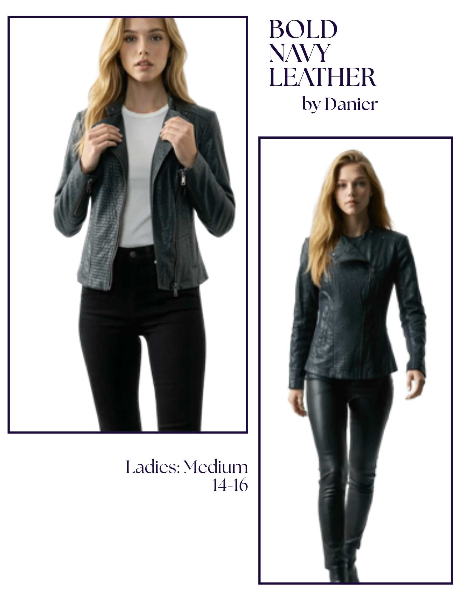 Danier Navy Leather Women's Jacket - Size M - photo 2