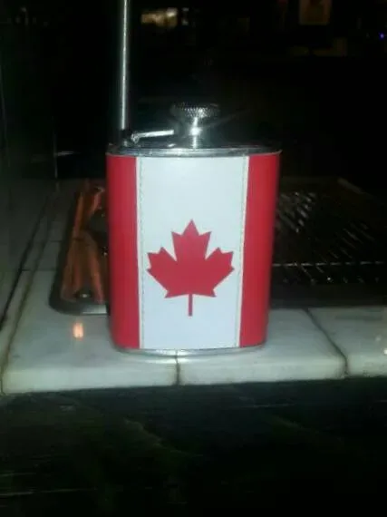Patriotic Flask -- Red And White (Faux?) Leather In Canadian ...