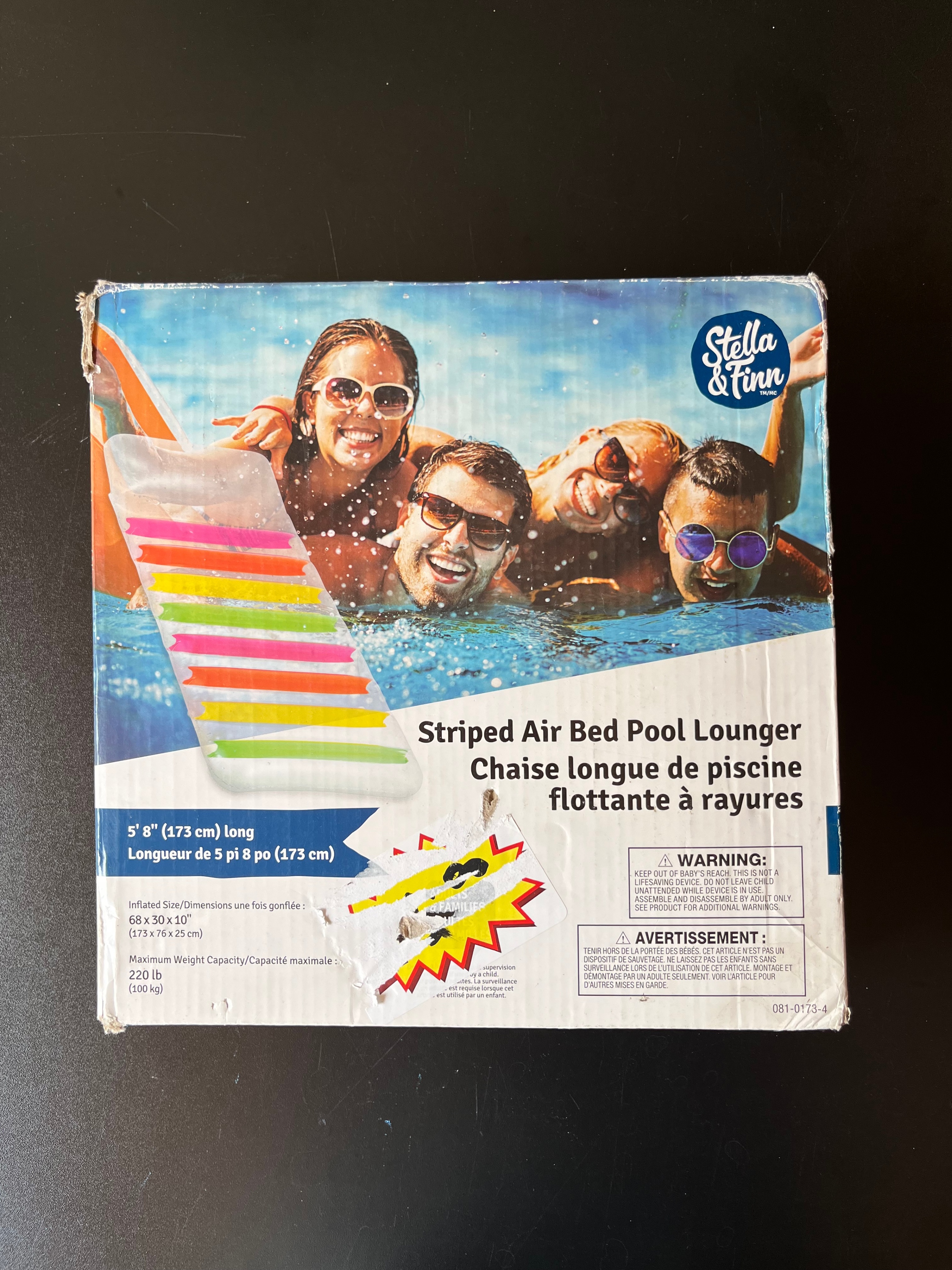 Brand New Colourful Striped Air Bed Pool Lounger Inflatable Raft