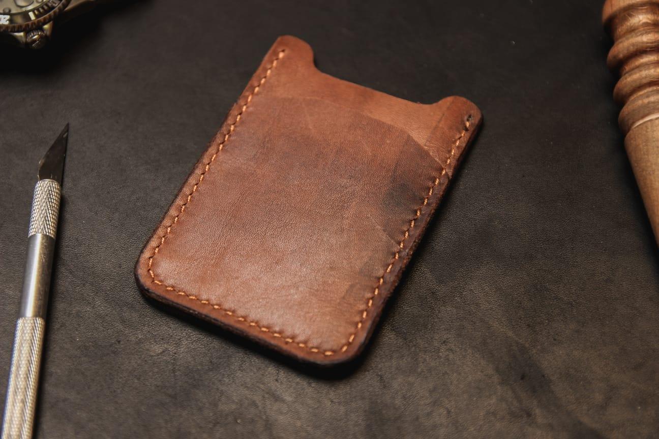 Handmade Leather Card Holder, Custom Colors, Mag Safe