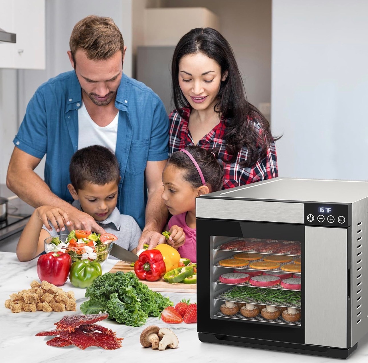 Food Dehydrator Machine 700W Stainless Steel Trays Digital Timer - photo 2