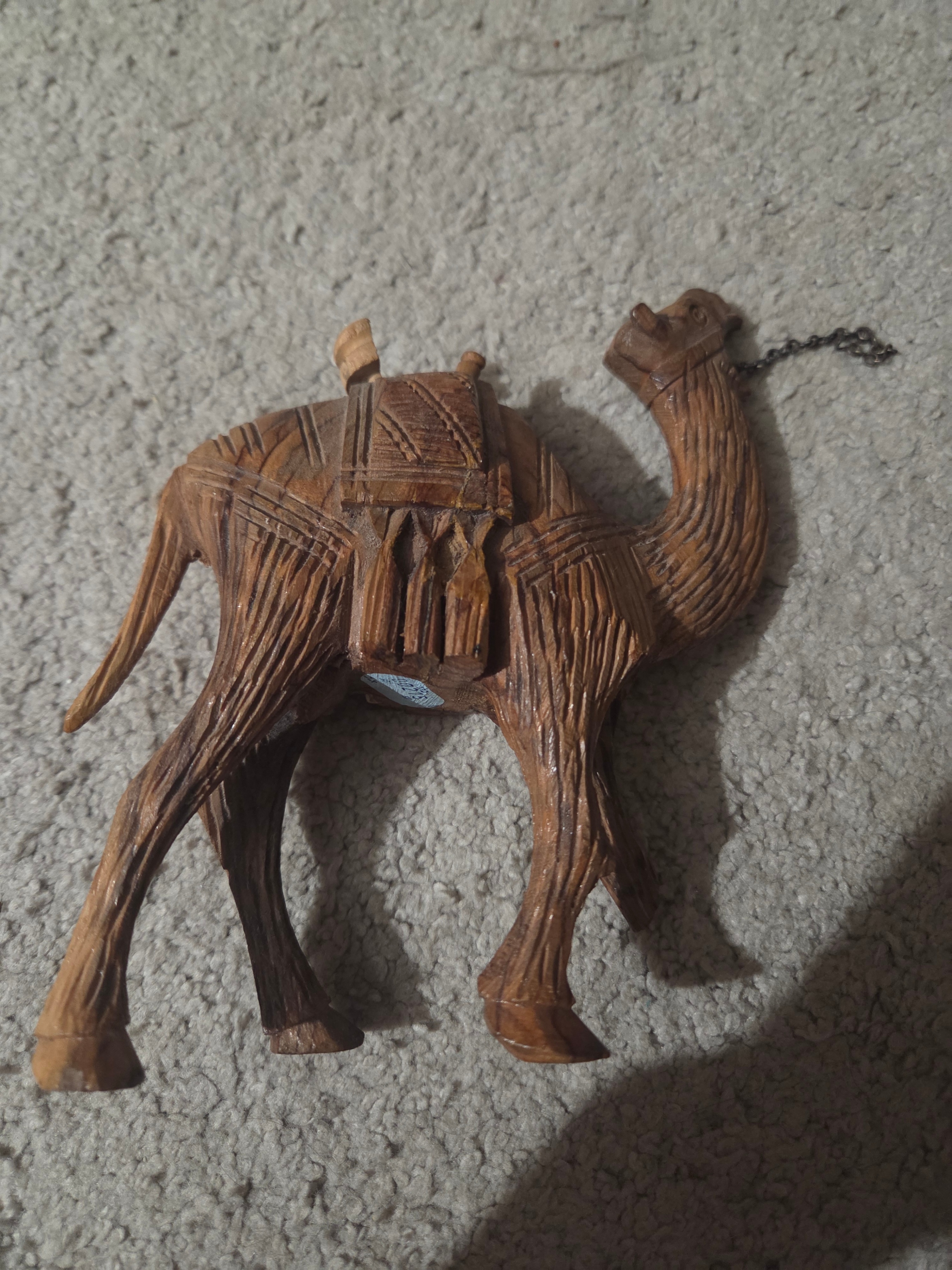 Vintage Hand-Carved Olive Wood Camel Figurine (Minor Damage)