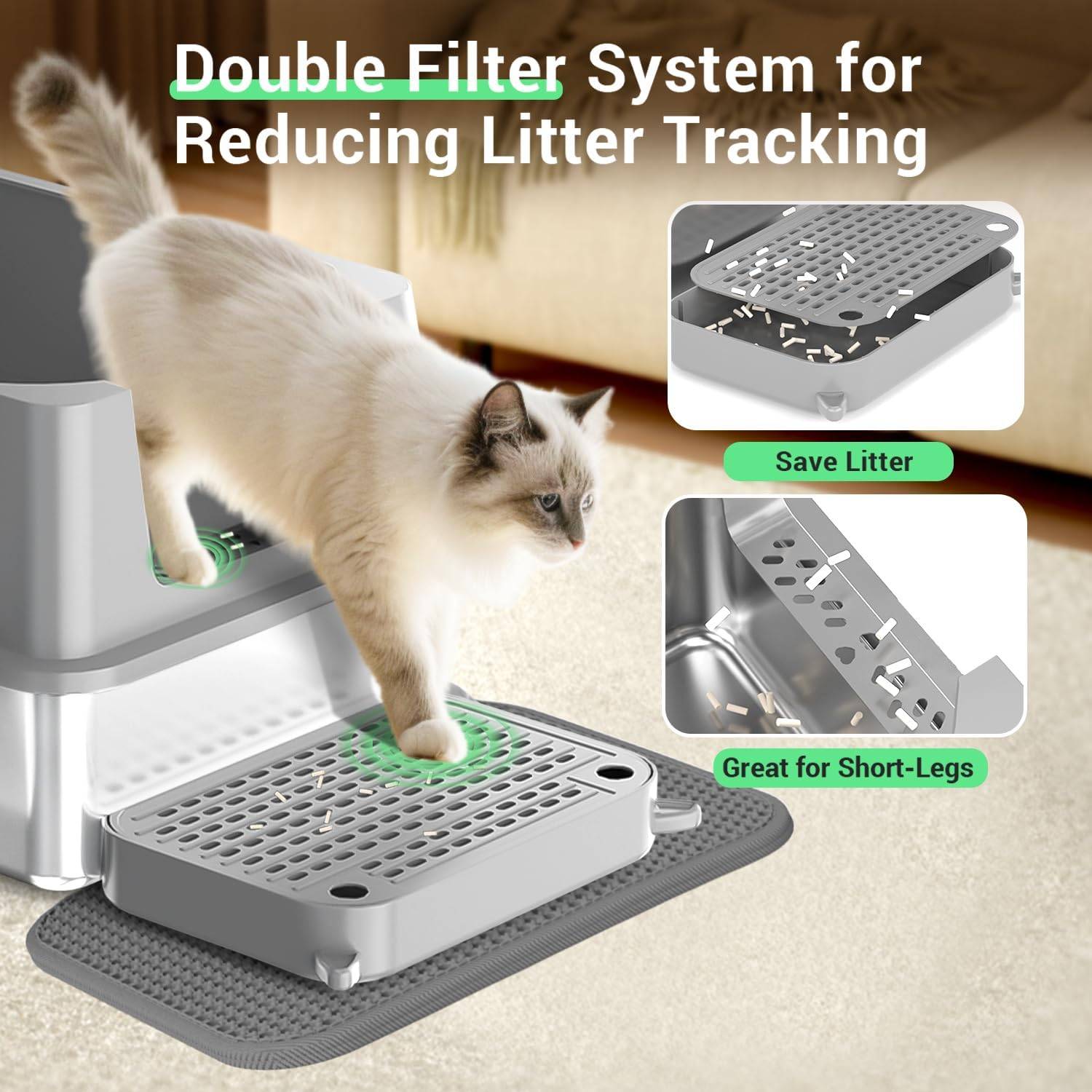 Extra Large Stainless Steel Cat Litter Box 65L - photo 3