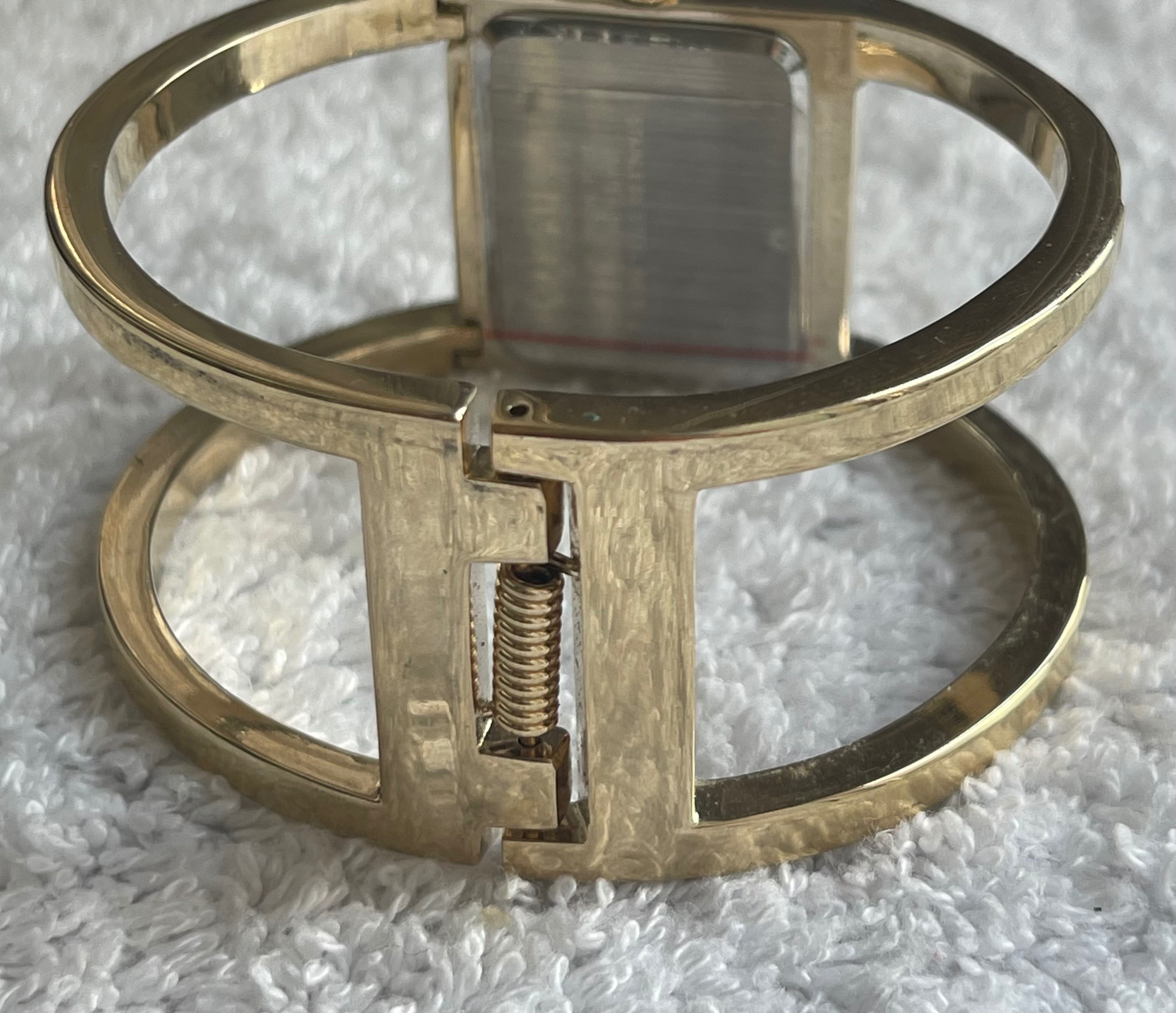 Vintage Y2K Gold Crystal Monogram Cuff Watch (No Battery) - photo 3