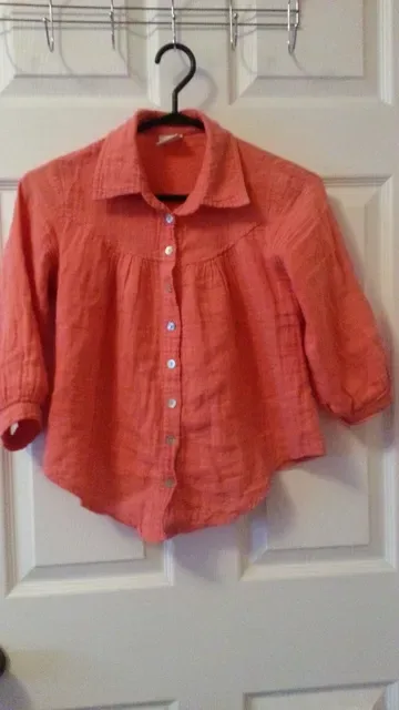 Small Button Down Coral Shirt