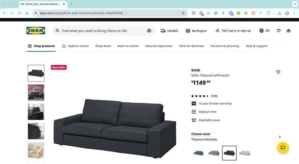 Like New IKEA Kivik Sofa Three Seater - photo 3