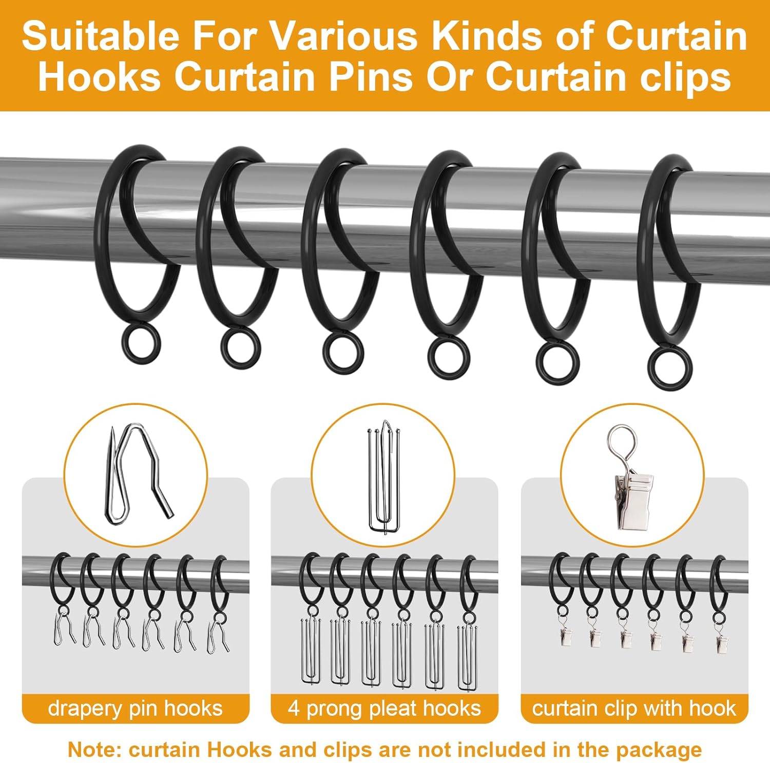42 PCS Metal Curtain Rings 1.5" with Eyelets - photo 4