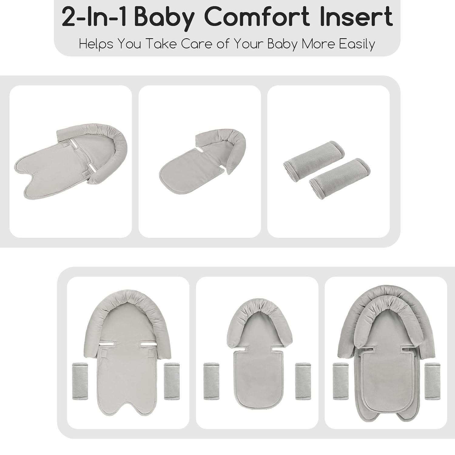 NEW~ Grey Infant Car Seat Head Support Insert - photo 3