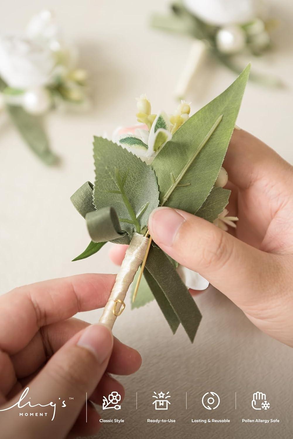 Ling’s Moment Men’s Boutonniere Set – 6 Pcs Wedding - photo 3