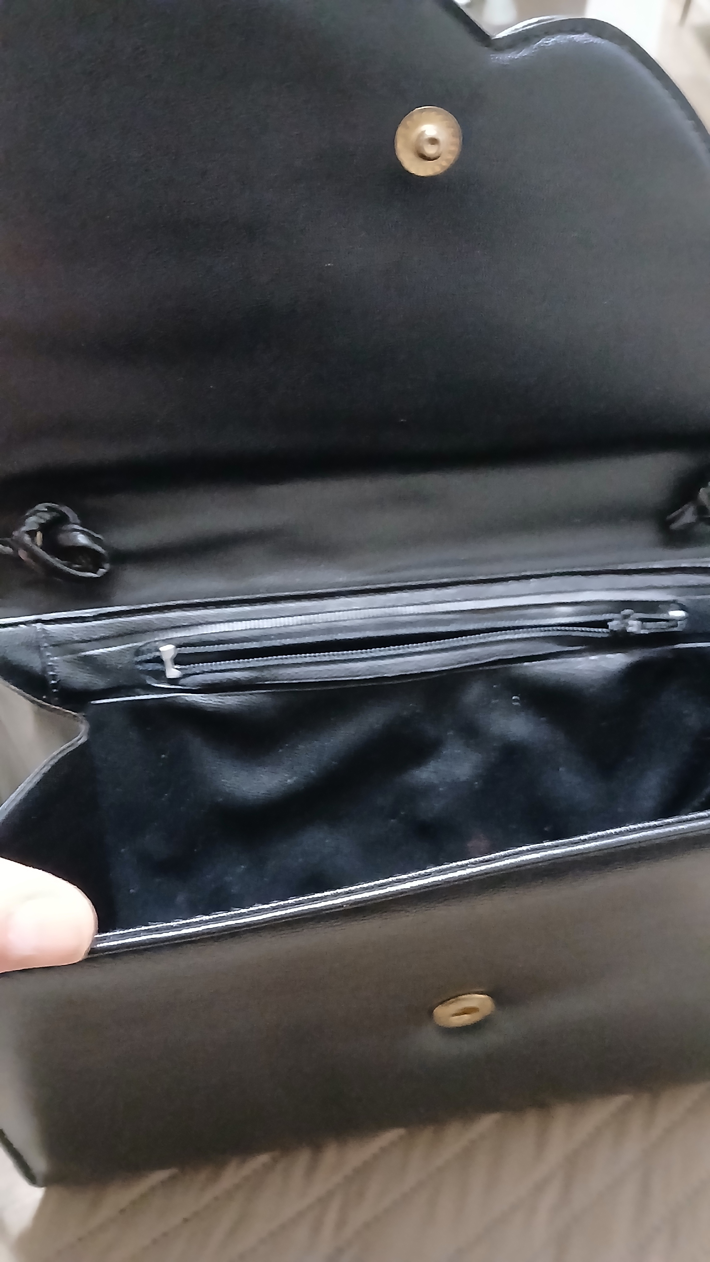 Black Faux Suede & Leather Clutch Or Shoulder Purse - photo 4