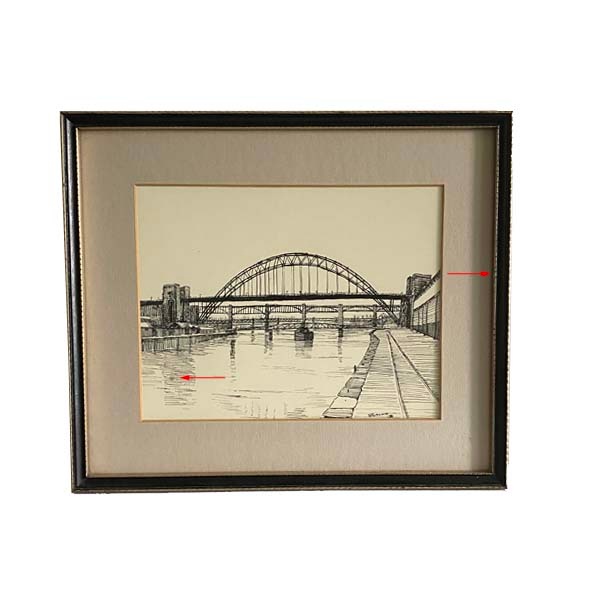 Signed S. Ritchie Framed Bridge Drawing – Newcastle upon Tyne - photo 3