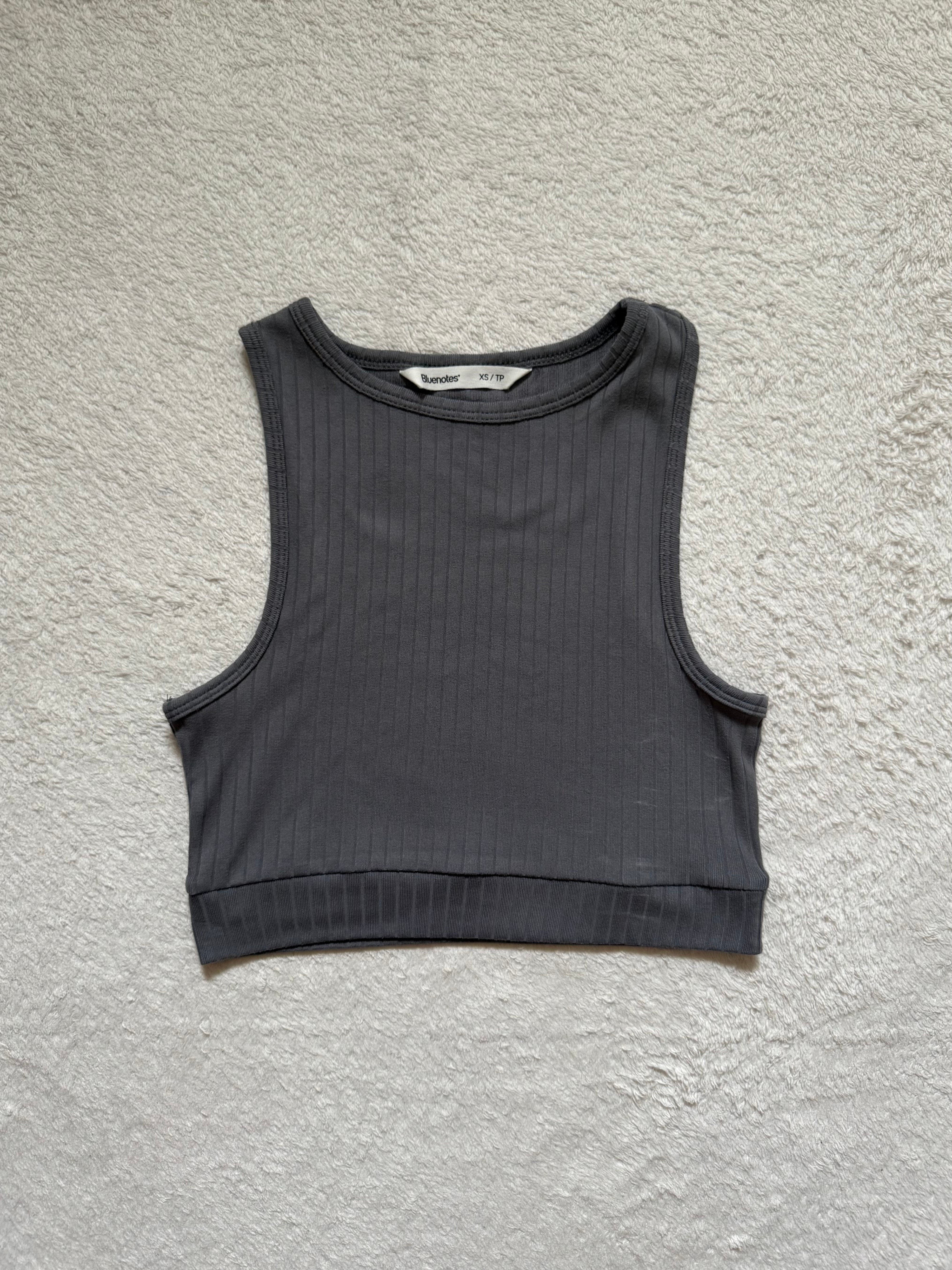 Bluenotes Ribbed Crop Tank Top - Grey