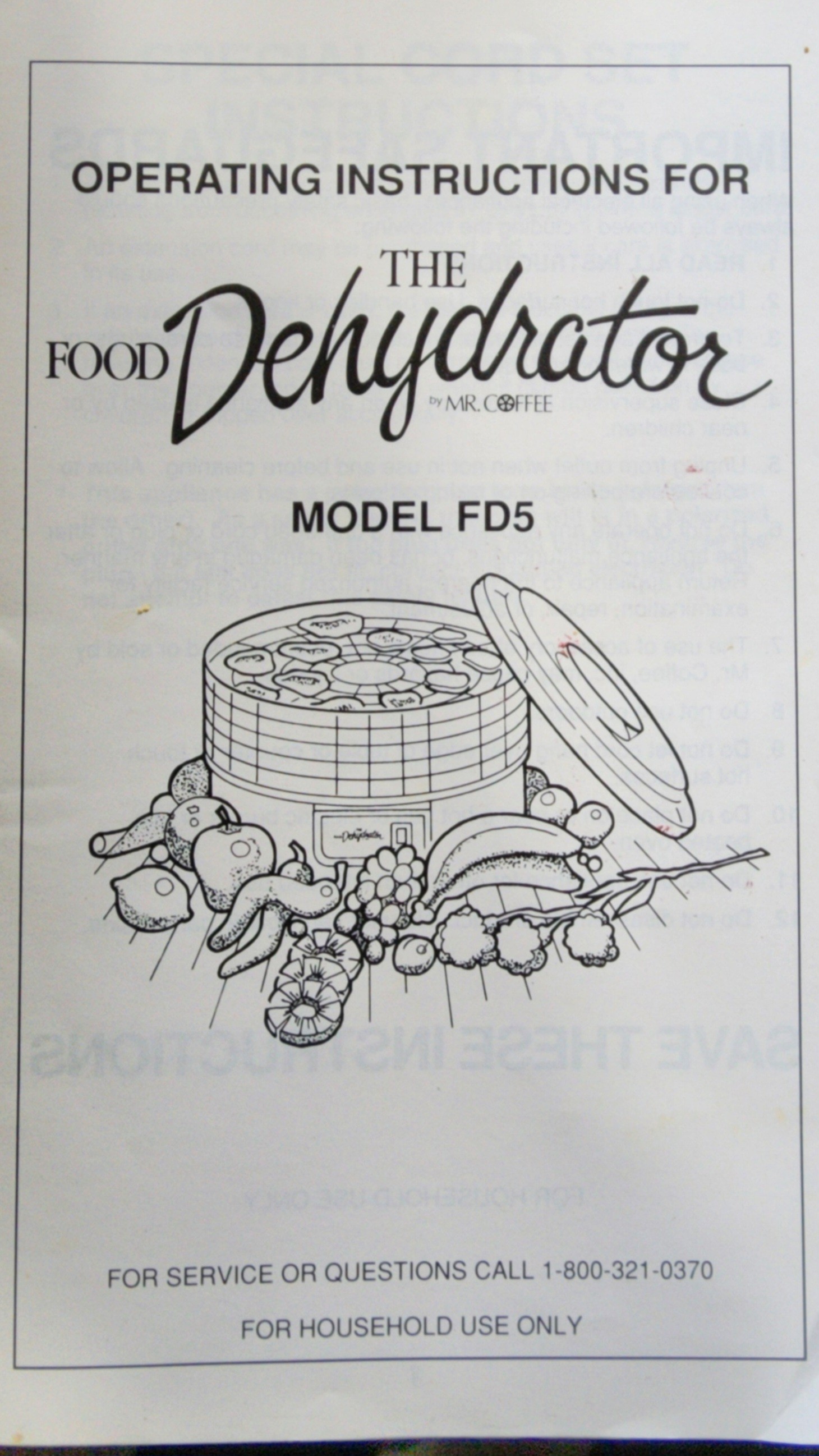Mr. Coffee Food Dehydrator Model FD5 - photo 5