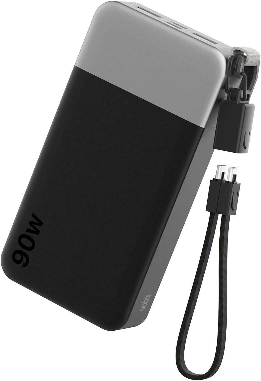 Power Bank 20000mAh 90W Portable Charger with Detachable Cable