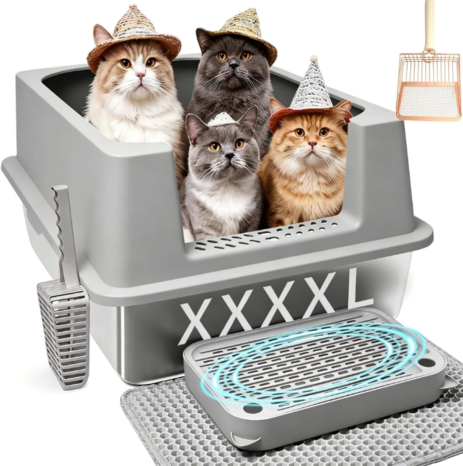 Extra Large Stainless Steel Cat Litter Box 65L