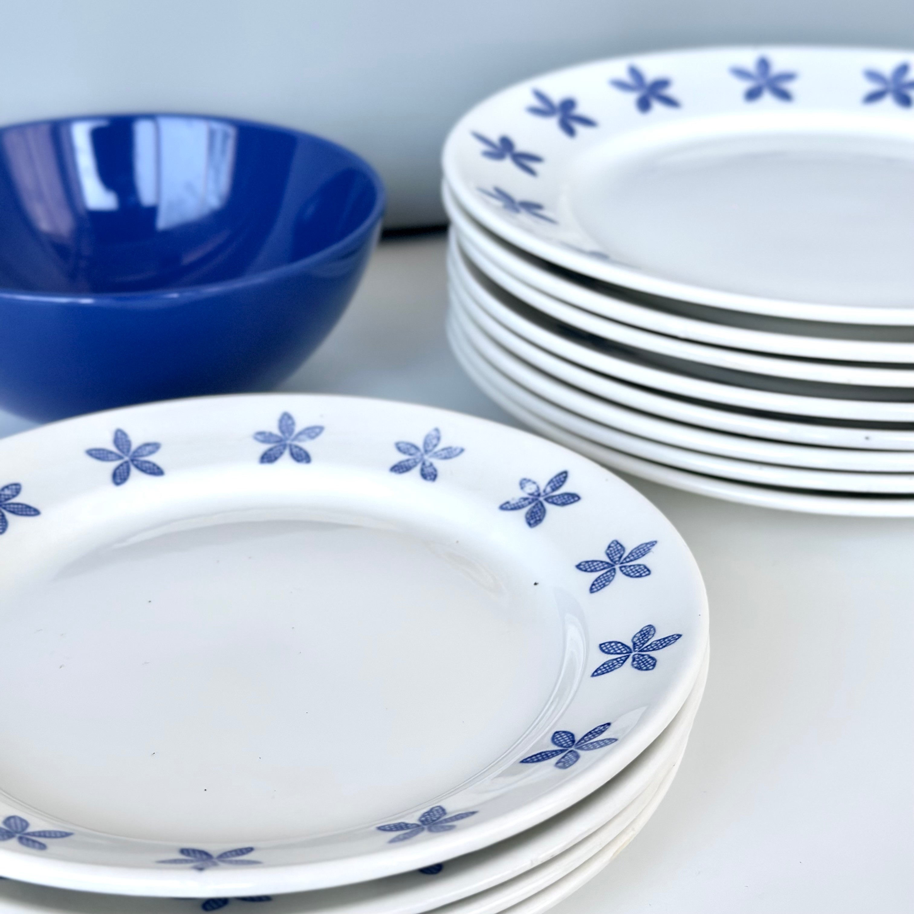 Ikea Blue Flower Plate Set - 13 Pieces