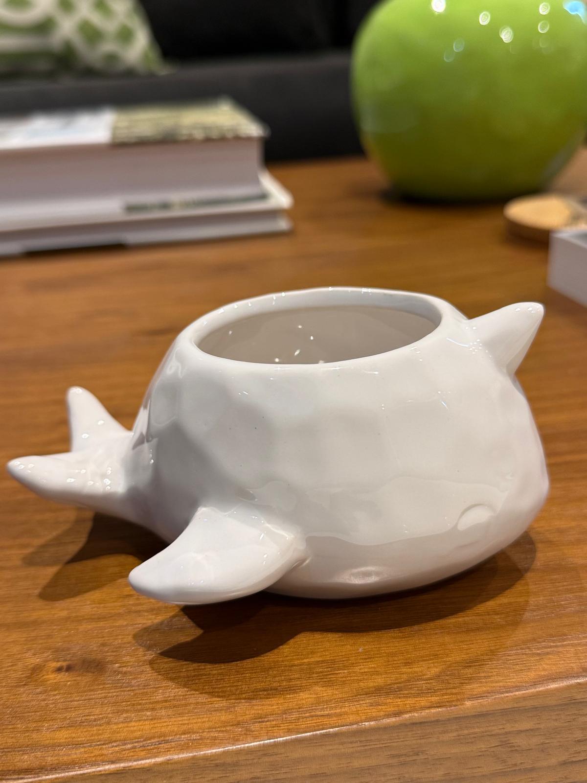 White Ceramic Whale Planter/Pot