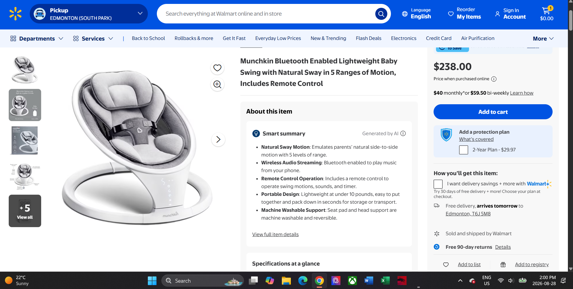 Munchkin Bluetooth Enabled Lightweight Baby Swing - photo 4
