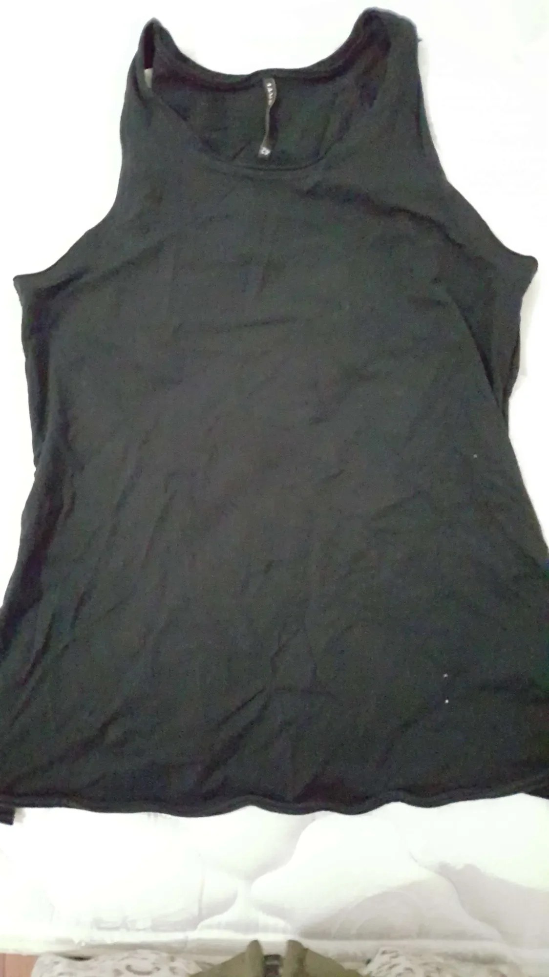 Black Italian tank top w neat side detail -- Liviana Conti De...