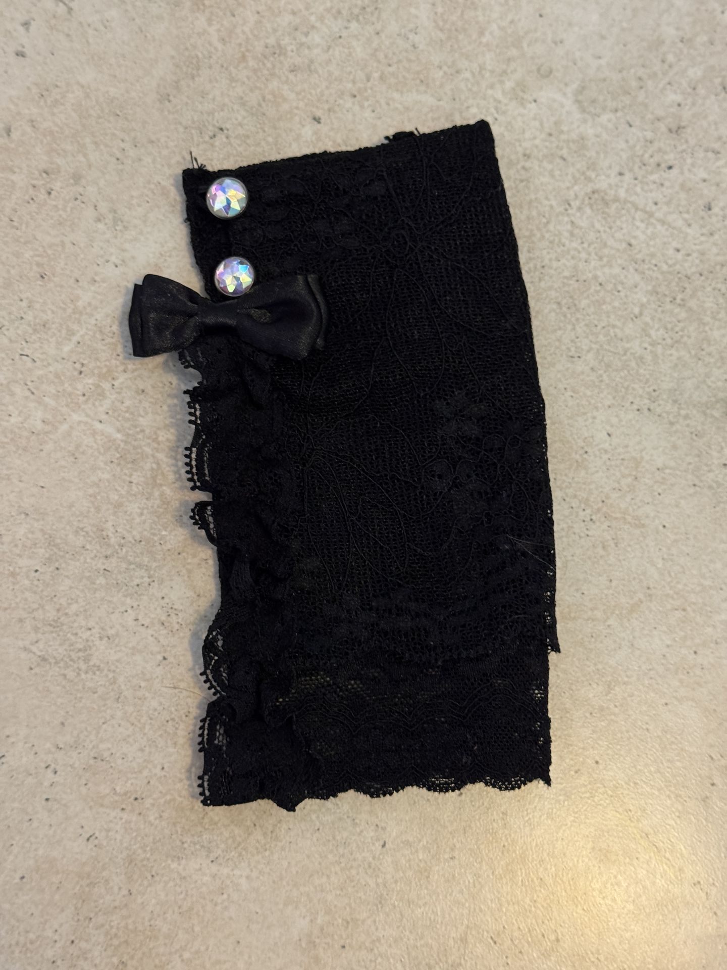 Black Lace Arm Warmers with Bows and Gems