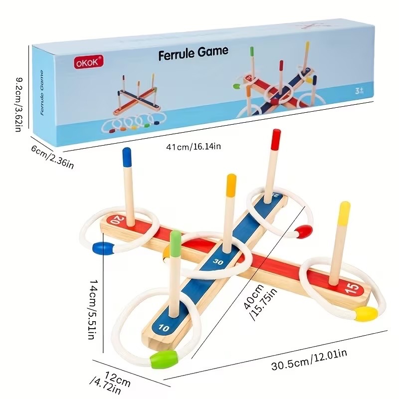 Ring Tossing Game - Solid Wood Base