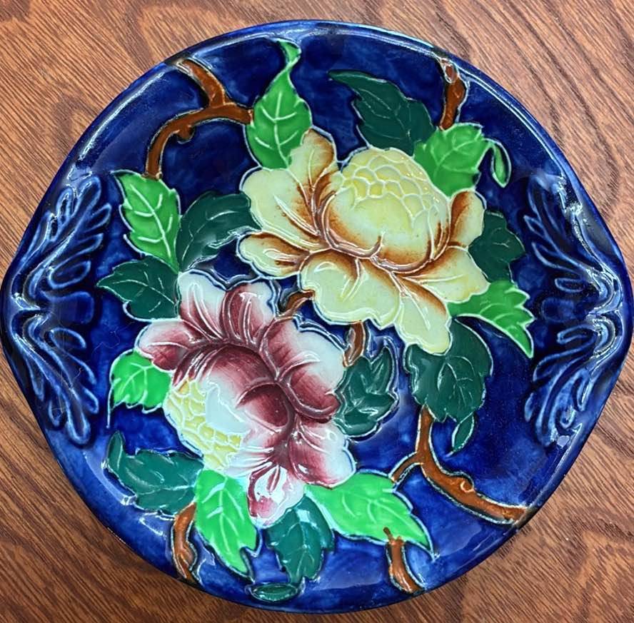 Vintage Maling Cobalt Blue Peony 5.5” Dish - photo 2