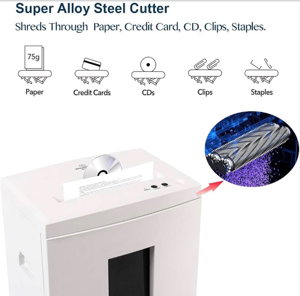 Cross Cut Shredder 6Gal Bin Ultra Quiet 54dB,Fast shredding - photo 4