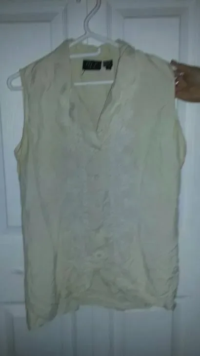 100% Silk Vintage YL Studio Sleeveless Cream-colour Button - photo 3