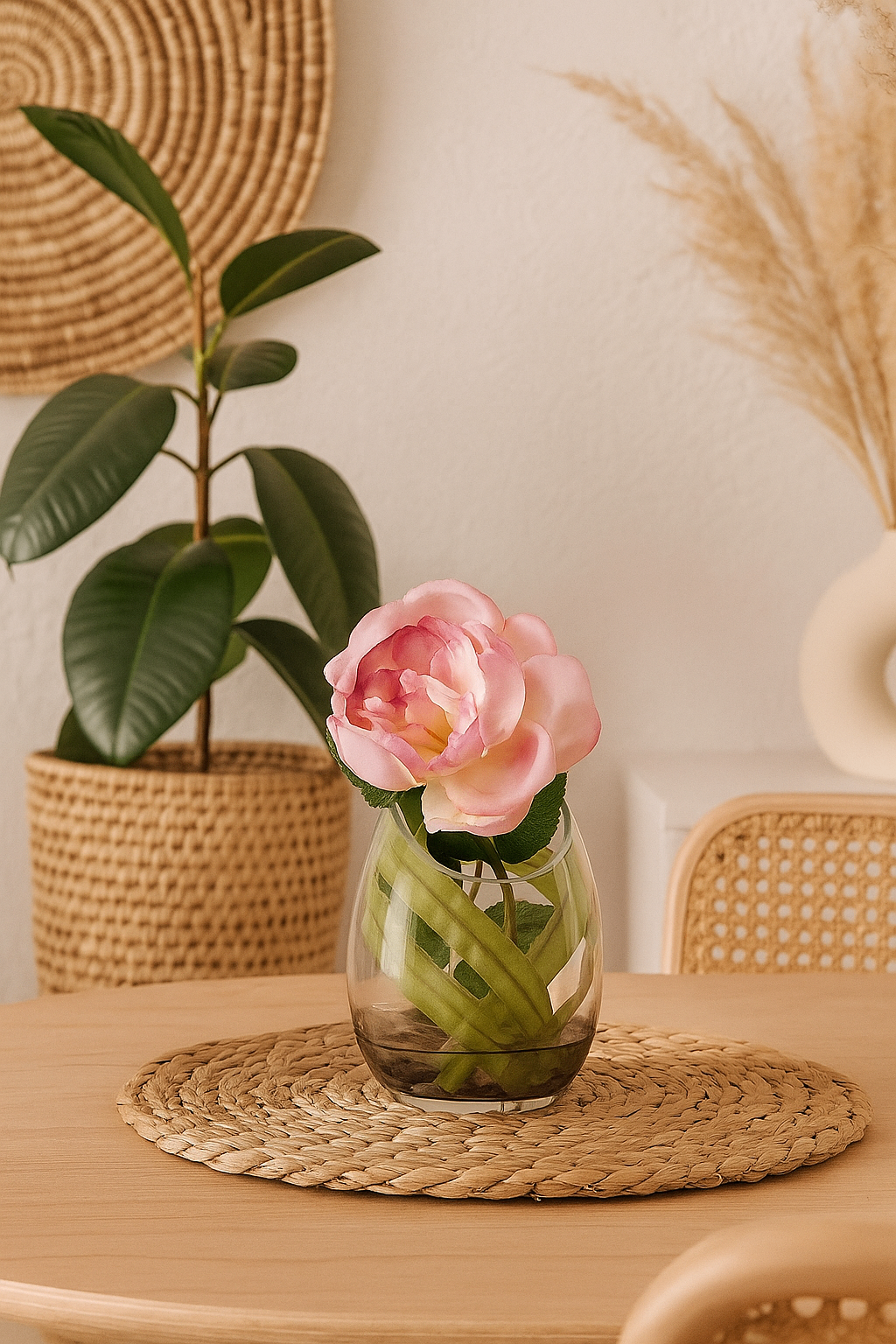 🌸 Bombay Decorative Pink Flower in Glass Vase