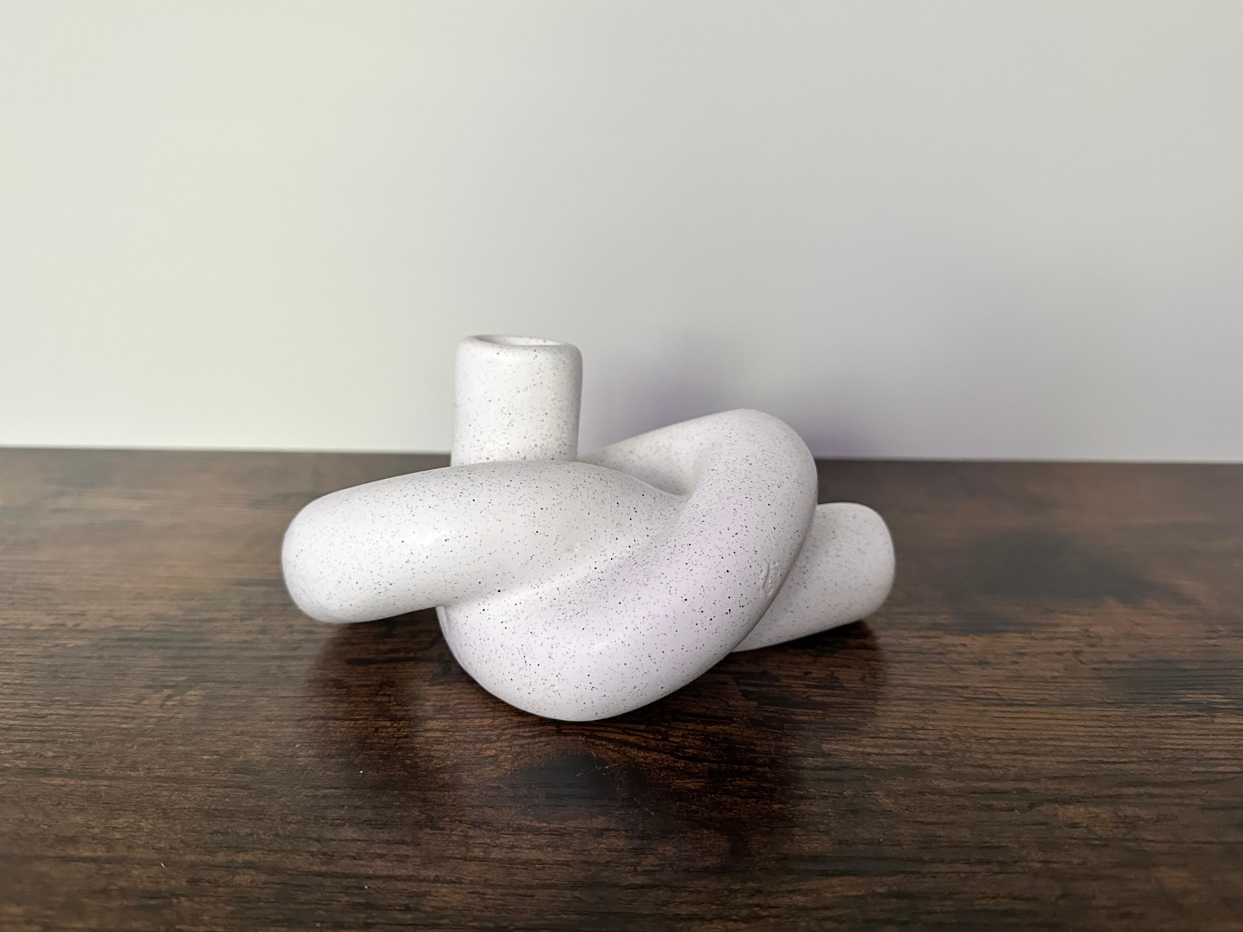 White Knotted Candle Holder