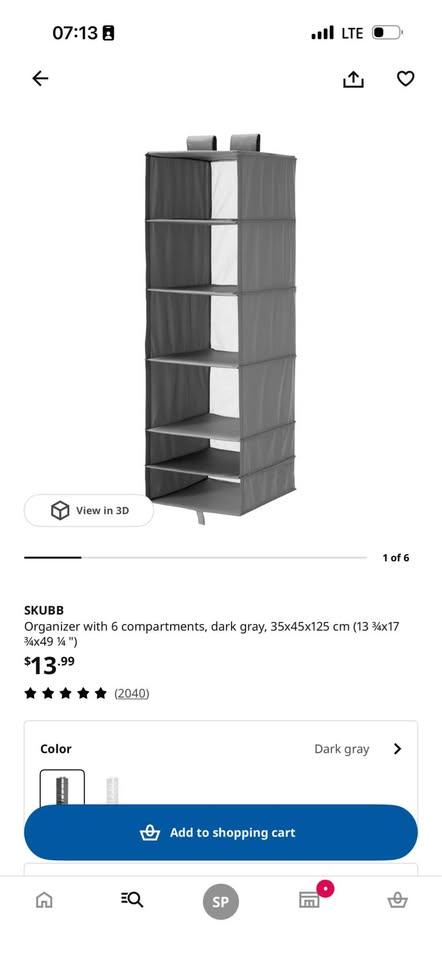 Ikea Organizer with 6 compartments