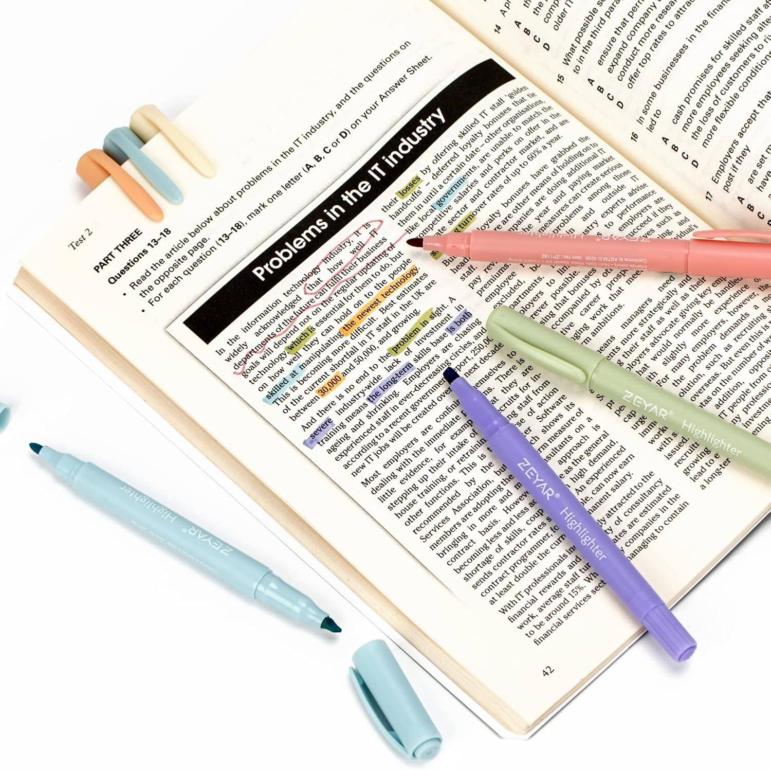 ZEYAR Flexible Tip Highlighter Pen Vintage Colors (12 Pack) - photo 5