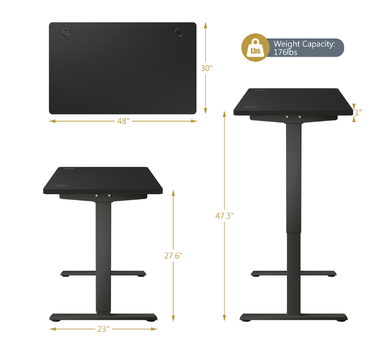 48"×30" electric standing desk, white frame, light wood top - photo 5